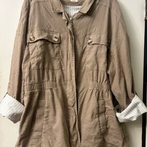 Casual Tan Utility Jacket for Women